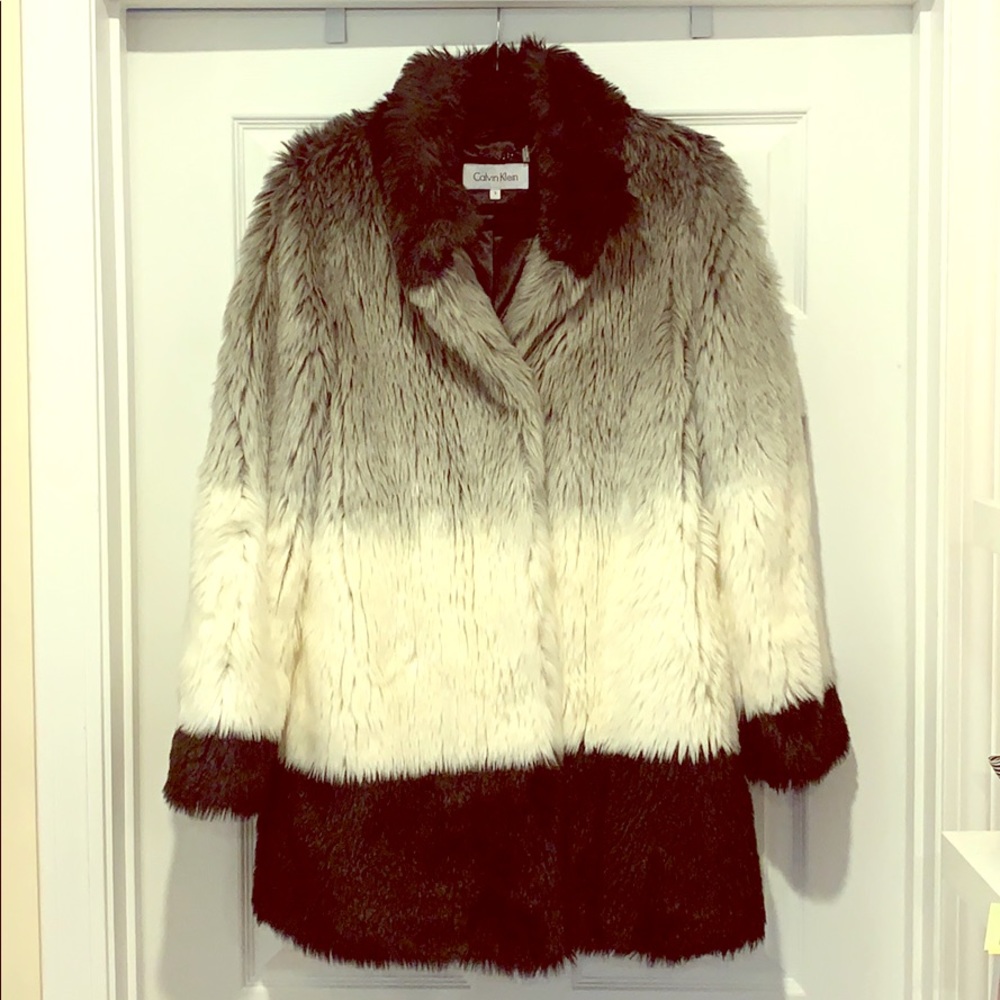 Faux fur ombré Calvin Klein coat